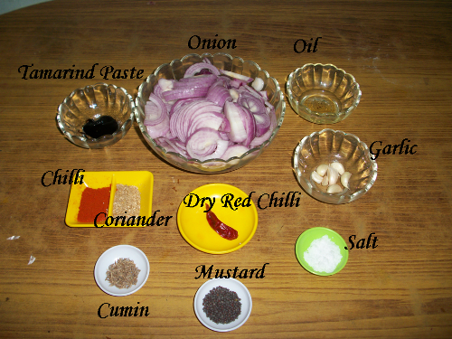 Onion Chutney ingredients