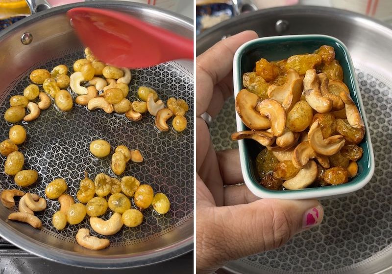 fried cashews and raisins