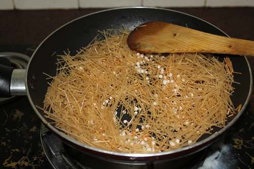 roast semiya and sago in ghee
