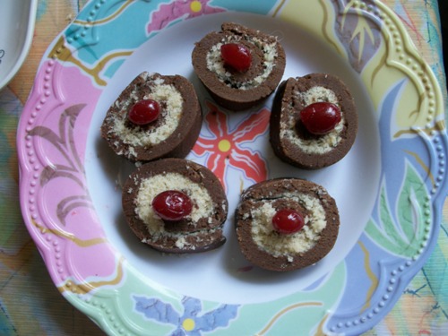 chocolate roll with sweet coconut filling for new year cococola christmas