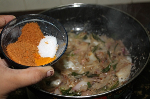 add in salt, spice powders