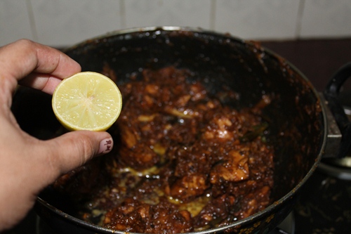 add lemon juice in with the pepper chicken