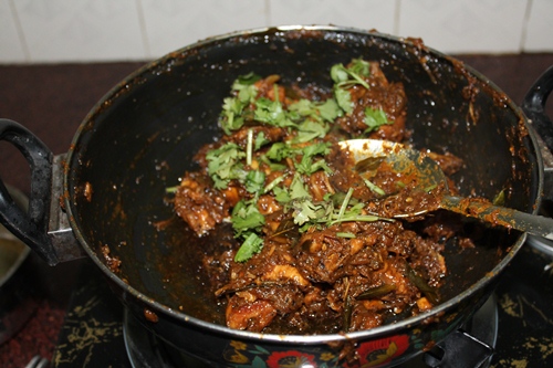 add coriander leaves to the chicken