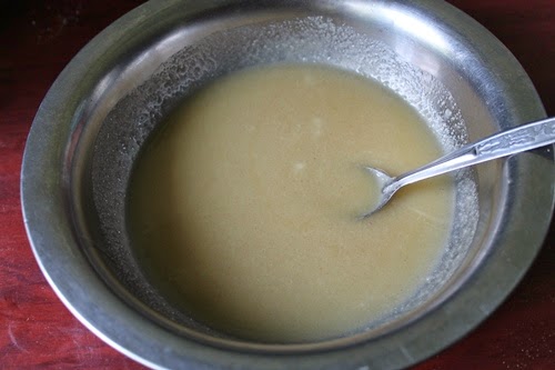mix ghee with sugar, vanilla and salt
