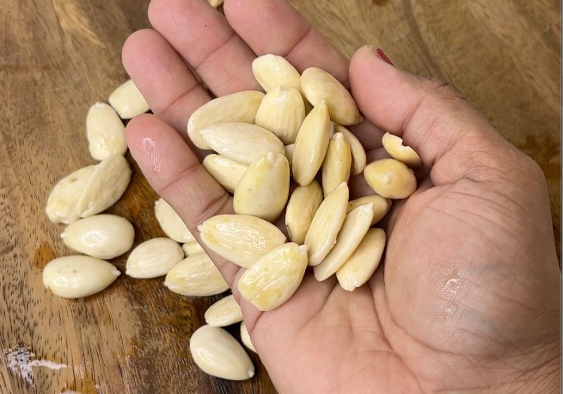 blanched almonds for making badam milk or badam doodh