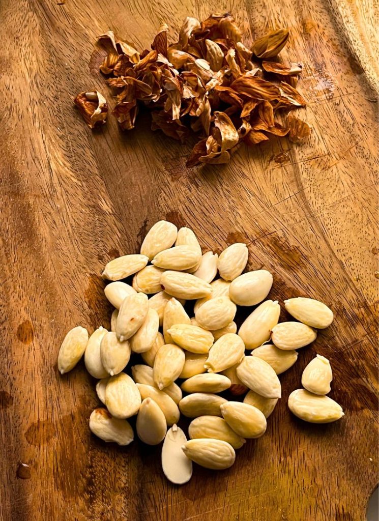 blanched and peeled almonds skin removed