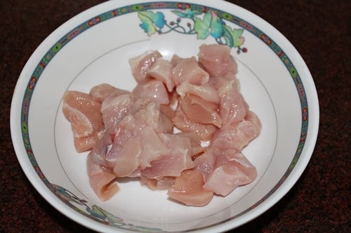 chicken in a bowl for making Schezwan chicken