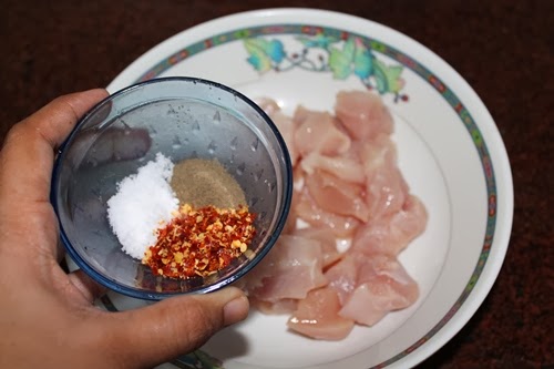add salt, pepper and chilli flakes