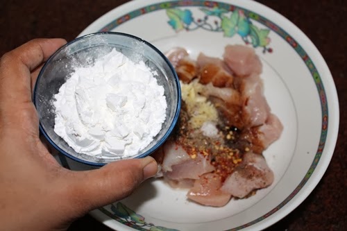 add cornstarch for making Schezwan chicken