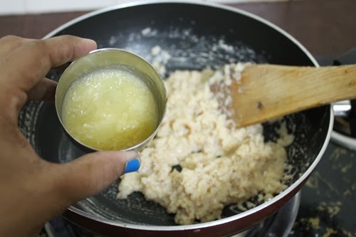 add ghee to the coconut mixture