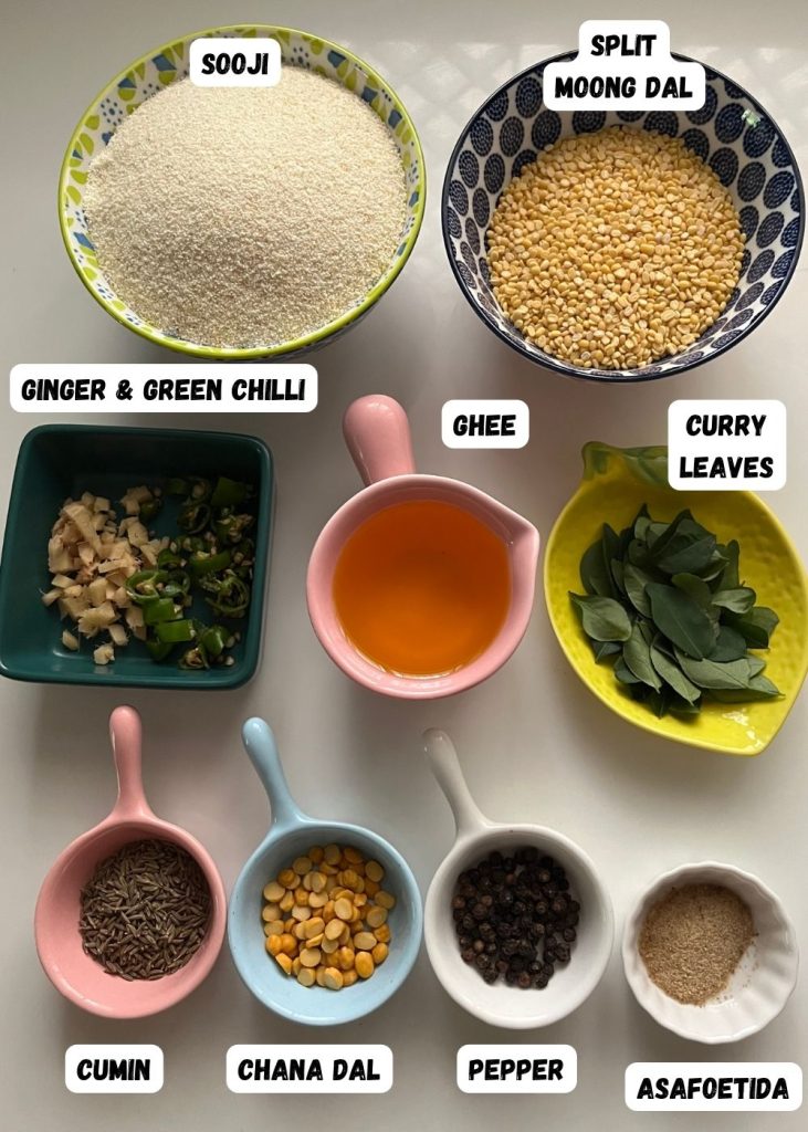 ingredients for making rava pongal