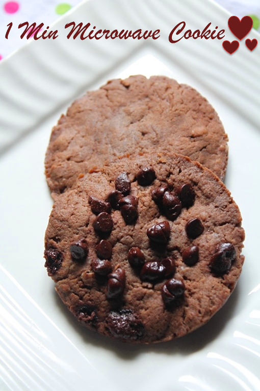 1 Min Microwave Eggless Cookie Recipe / How to Make Chocolate Cookies