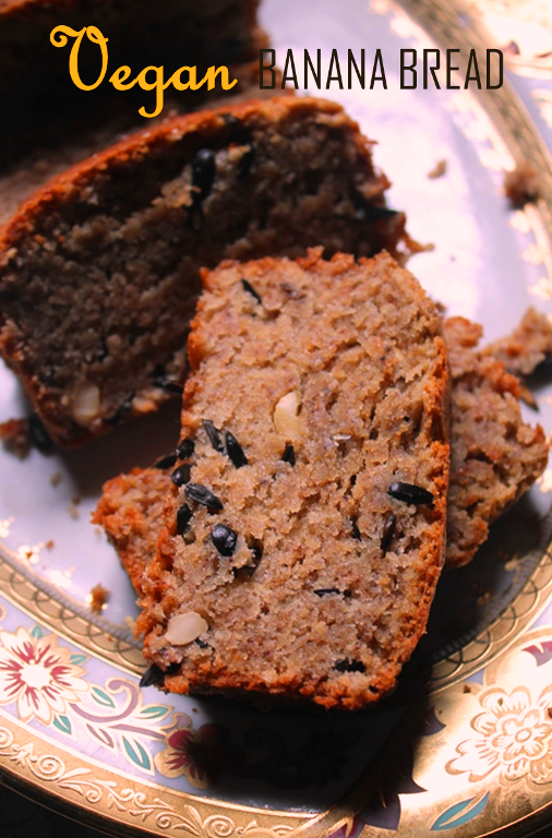 Eggless Whole Wheat Banana Bread Recipe / Vegan Banana Bread Recipe