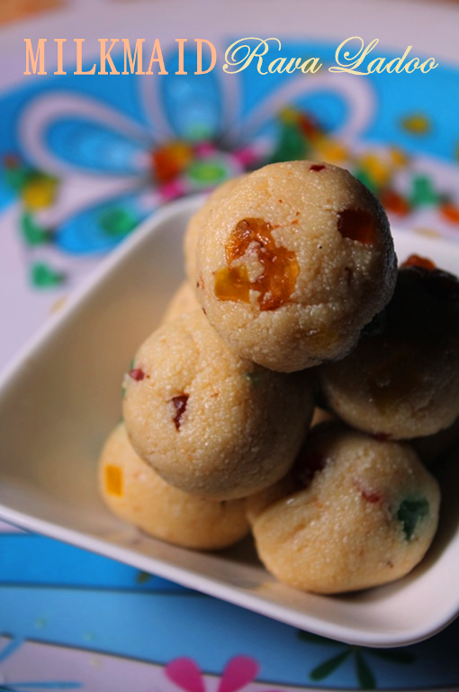 4 Min Microwave Rava Ladoo Recipe / Rava Ladoo using Condensed Milk