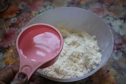 add water slowly to form a dough