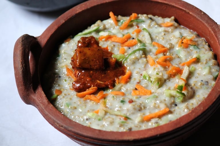 Kambu Curd Rice Recipe / Pearl Millet Curd Rice Recipe Millets