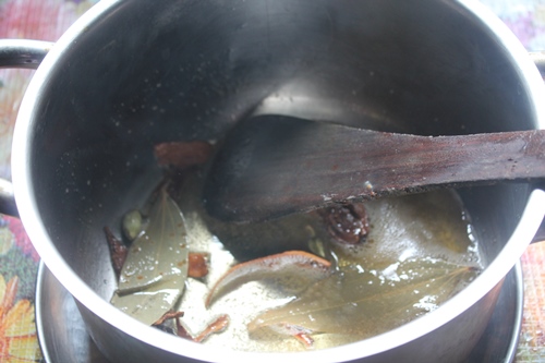 fry the spices in ghee