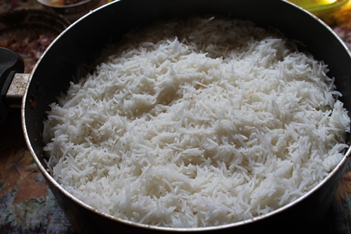 layer with the cooked rice