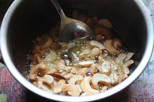 fry cashews in ghee till golden