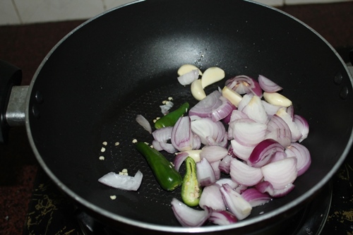 saute onion garlic and chillies in oil