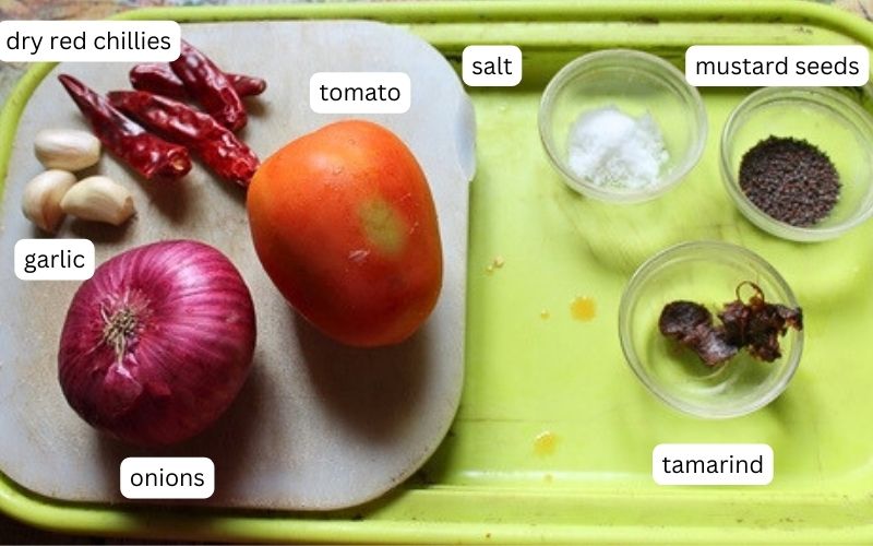 ingredients for onion tomato chutney
