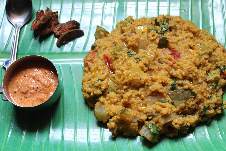Kuthiraivali Sambar Sadam Recipe   Millet Sambar Rice Recipe - 69