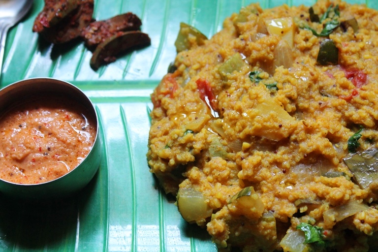 Kuthiraivali Sambar Sadam Recipe   Millet Sambar Rice Recipe - 48