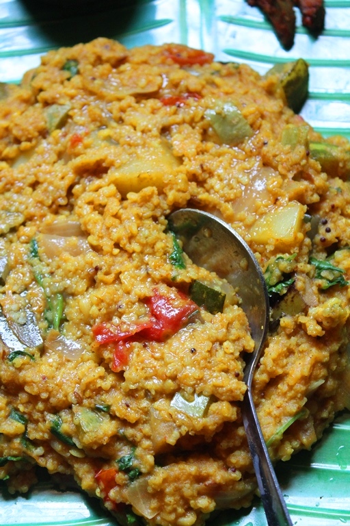Kuthiraivali Sambar Sadam Recipe   Millet Sambar Rice Recipe - 53