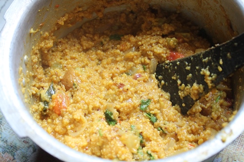 Kuthiraivali Sambar Sadam Recipe   Millet Sambar Rice Recipe - 25