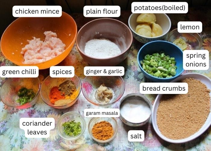 ingredients for making chicken cutlet