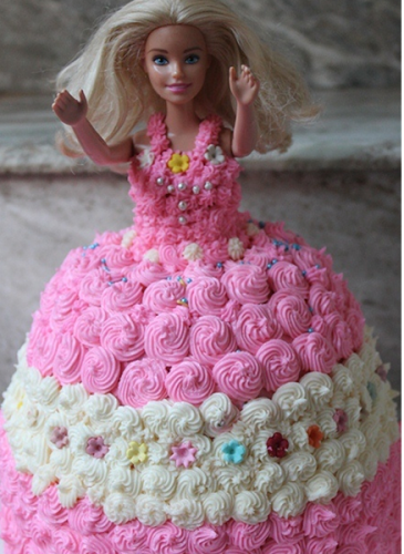 White And Pink Color Fresh And Eggless Customized Barbie Doll Cake  Additional Ingredient: Strawberry Cream at Best Price in Delhi | R J, S  Cakes N Bakes