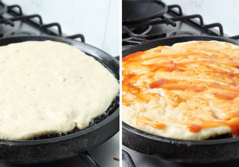 place wheat pizza base, spread pizza sauce on top