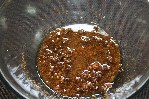 oil and brown sugar mixed well
