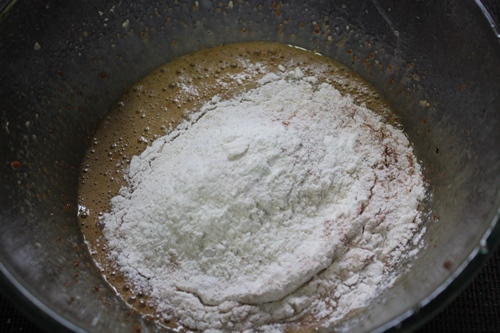 add in ⅓rd of the dry ingredients