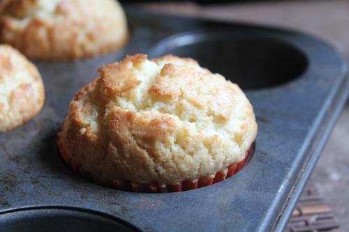 close shot of domed vanilla muffins