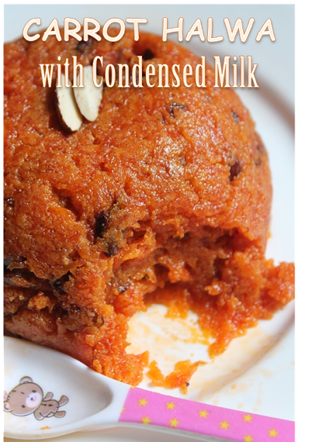 carrot halwa served mounted on a white plate with silvered almonds for garnishing