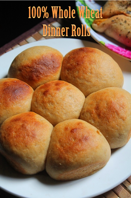 Whole Wheat Dinner Rolls Recipe  with   without eggs  - 79