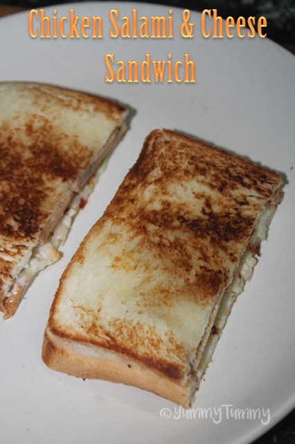 Chicken Salami Sandwich Recipe - Yummy Tummy