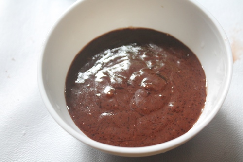 pour chocolate pudding in a bowl