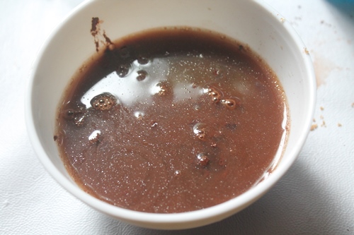 add hot water over the microwave chocolate pudding