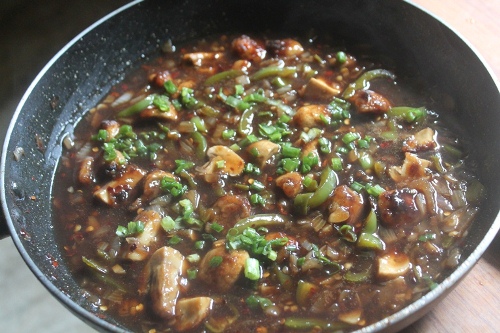 Chilli Mushroom Gravy Recipe   Indo Chinese Recipes - 68