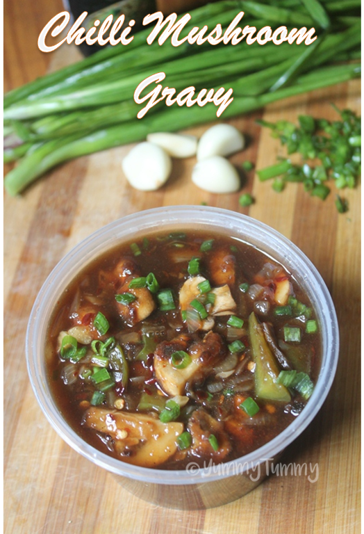 Chilli Mushroom Gravy Recipe   Indo Chinese Recipes - 29