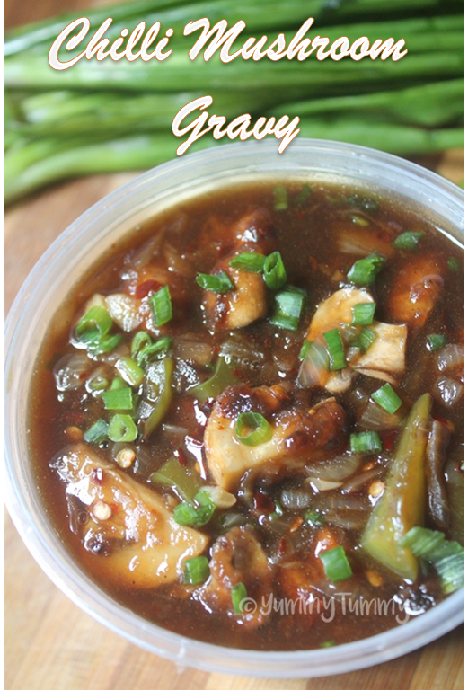 Chilli Mushroom Gravy Recipe   Indo Chinese Recipes - 76