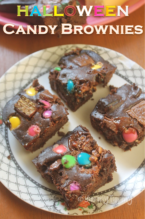 Halloween Candy Brownies Recipe - Fudgy Candy Bar Brownies Recipe