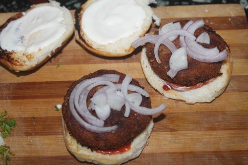 Indian Style Vegetable Burger Recipe   Veg Cutlet Burger Recipe - 8