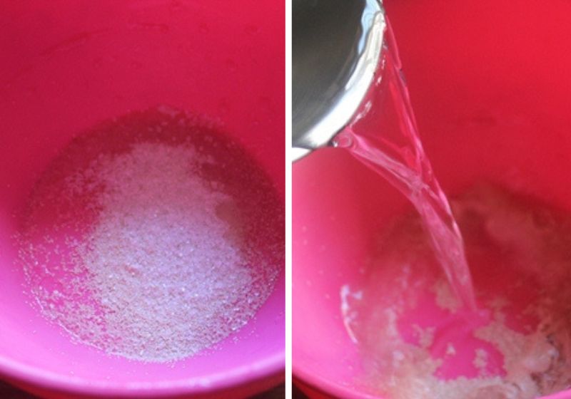mix yeast, sugar with warm water