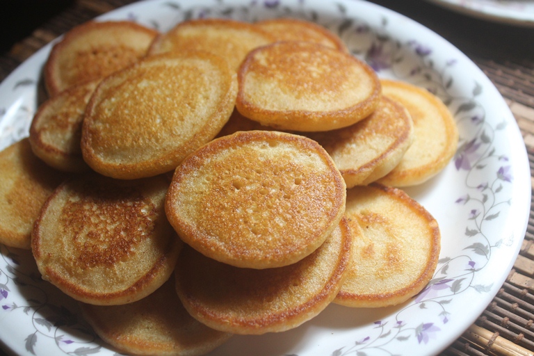 eggless pancakes stacked on a plate