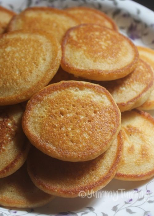 eggless pancakes stacked on a plate