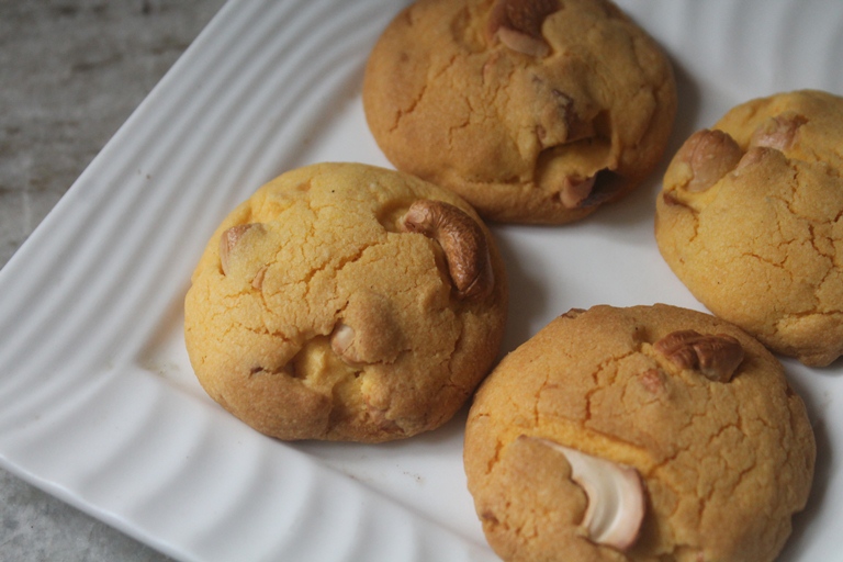 Eggless Cashew Biscuits Recipe with step wise pictures.