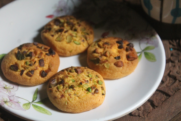 Eggless Pistachio Cookies Recipe   Pista Biscuits Recipe - 39